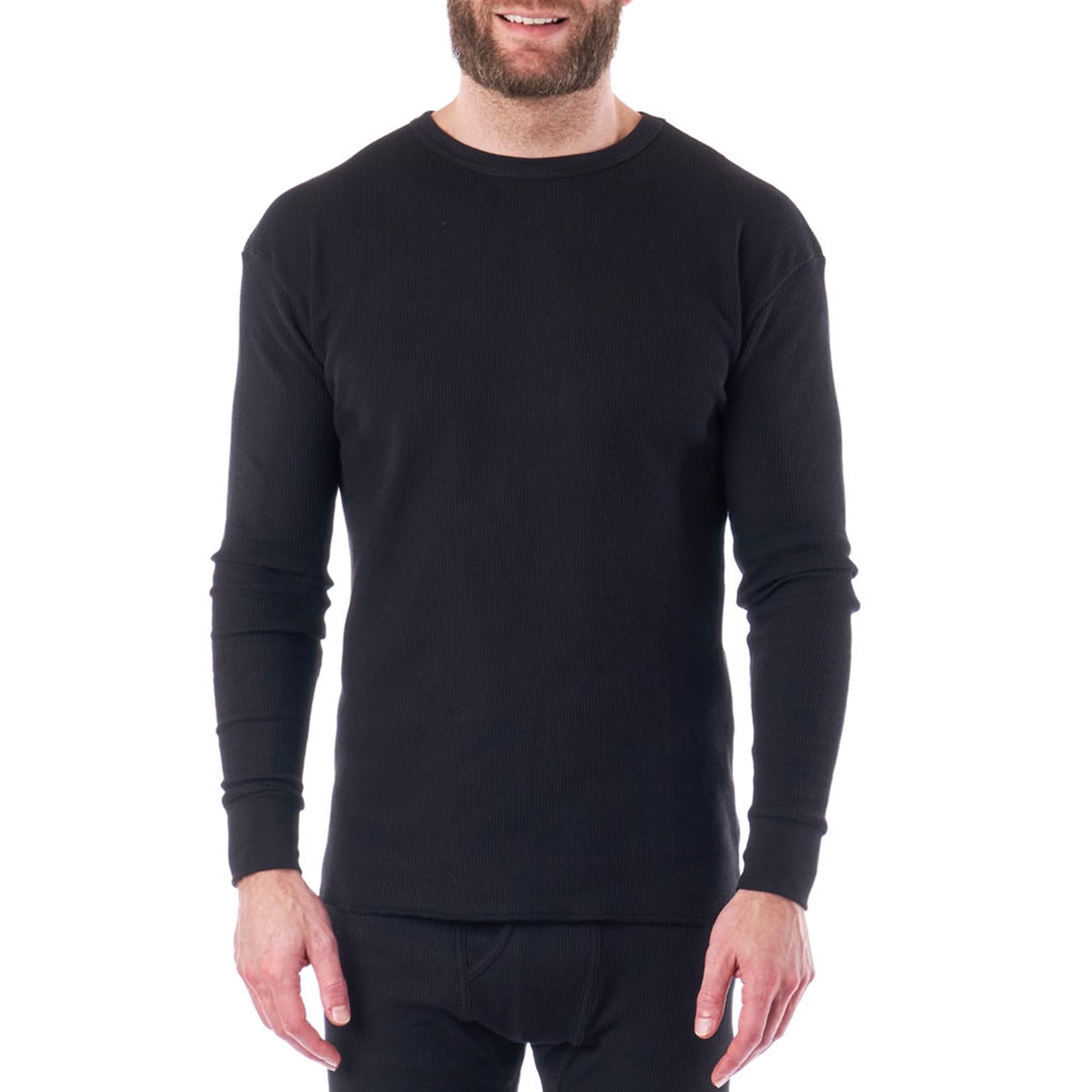 Alpine Swiss Men's Thermal Long Sleeve Henley Shirt - Waffle Knit Crew Neck Base Layer for Cold Weather - Perfect for Winter Hiking, Skiing & Outdoor Activities
