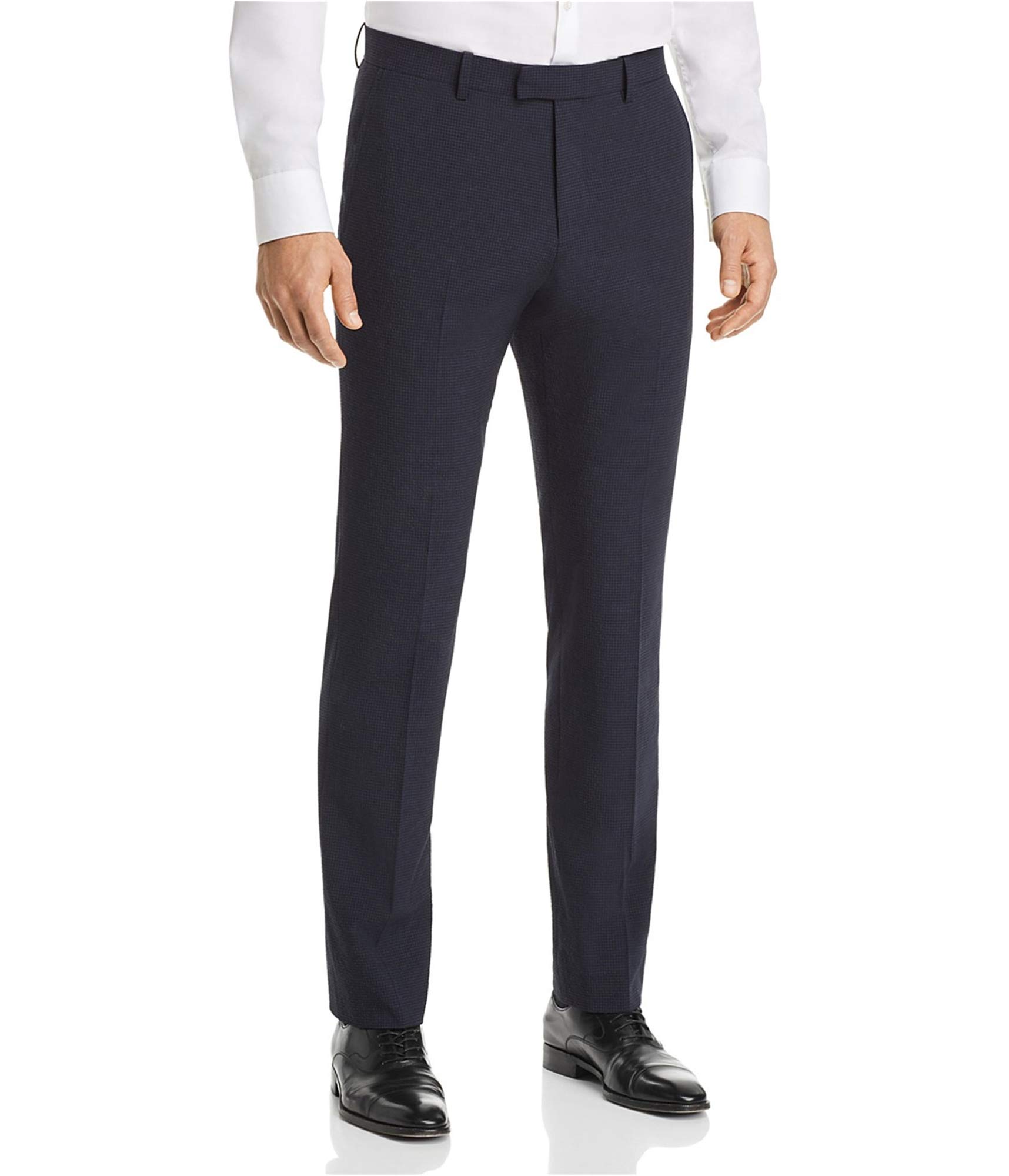 Theory Men's Seersucker Check Dress Pants - Slim Fit Business Casual Trousers for Office, Wedding & Summer Travel