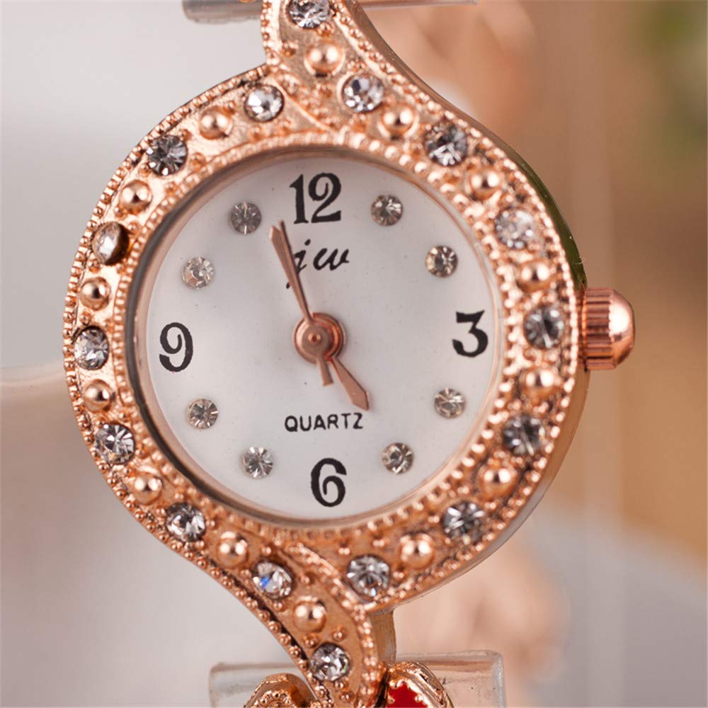 Elegant Crystal Bangle Bracelet Leaf Analog Quartz Watch for Women - 5 Pack Wholesale Wristwatches with Stainless Steel Band | Perfect for Office, Party & Daily Fashion Accessories