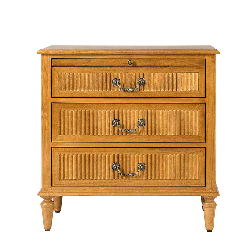 Farmhouse Solid Wood Nightstand with Fluted Drawer - Rustic Bedside Table with Optional Storage Drawer - Perfect for Bedroom, Guest Room, or Cabin Decor