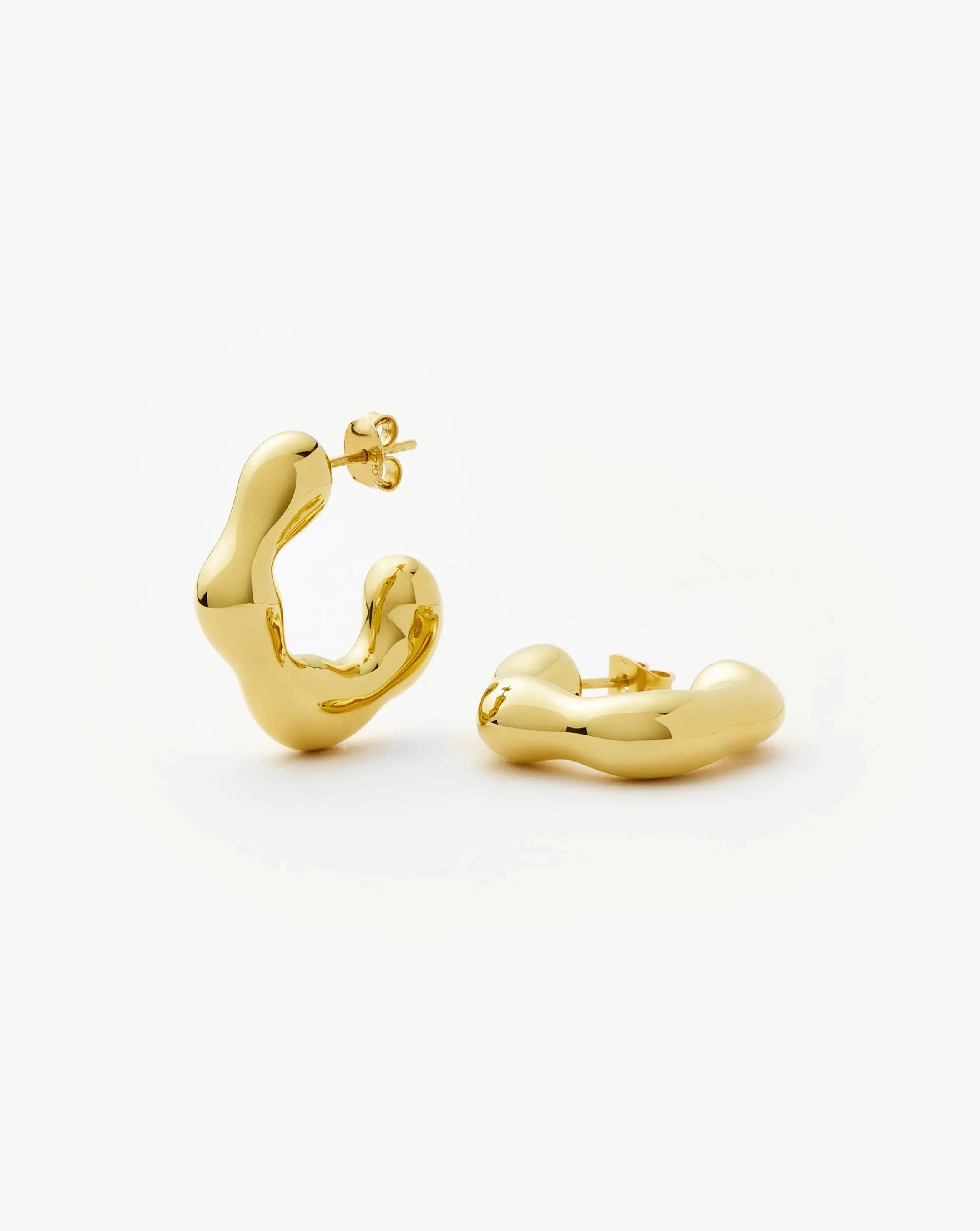 Eny Puffy Medium Hoop Earrings - 18k Gold Plated Women's Fashion Jewelry | Perfect for Everyday Wear, Parties & Special Occasions