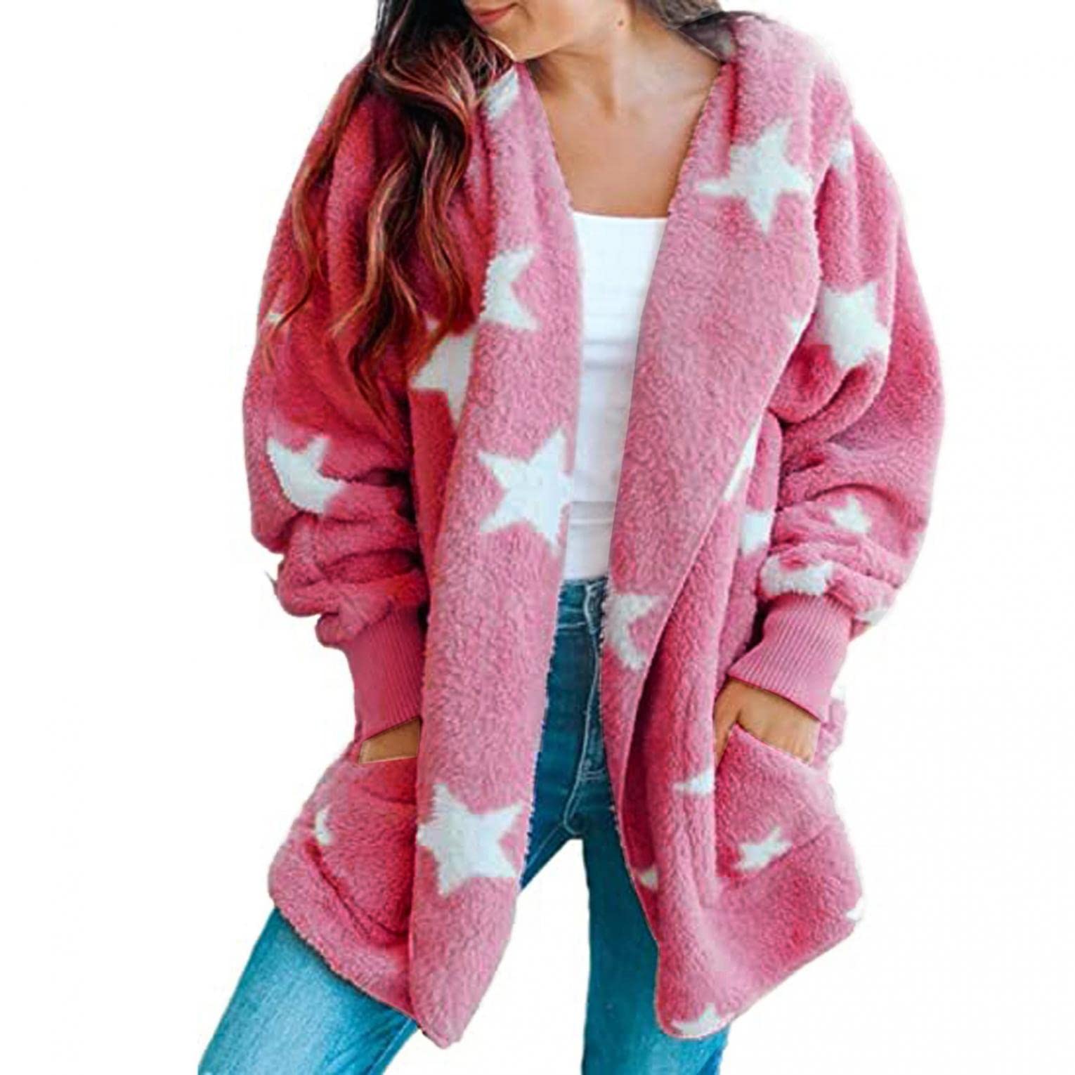 Women's Fleece Hooded Zipper Sweatshirt - Color Block Fuzzy Pullover Hoodie & Plush Coat for Winter Warmth - Cozy Casual Wear for Outdoors, Travel & Lounge