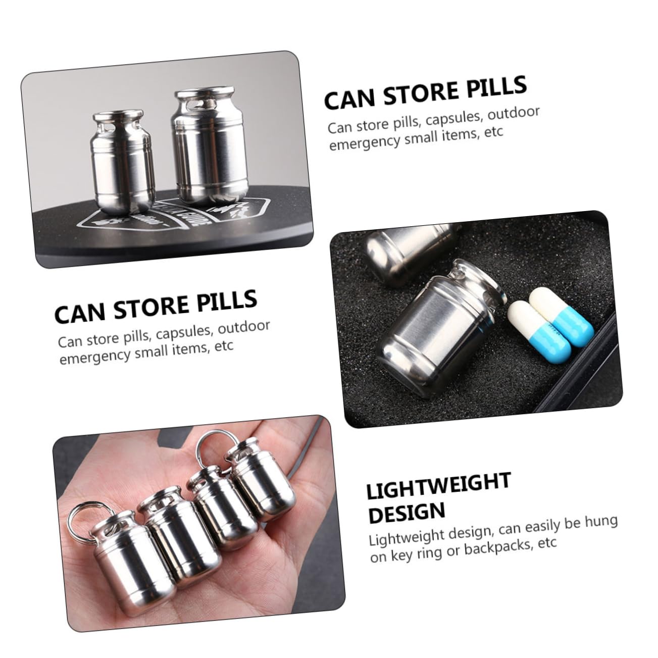 Waterproof Keychain Pill Holder - Mini Emergency Pill Case for Travel, Hiking & Daily Use | Portable Pocket Pill Fob for Medication Storage