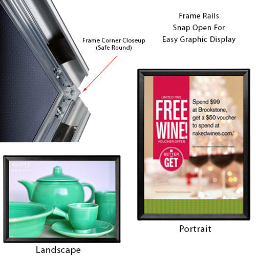 30x40 Safety Edge Snap Frame Poster Sign Display - 1 1/4