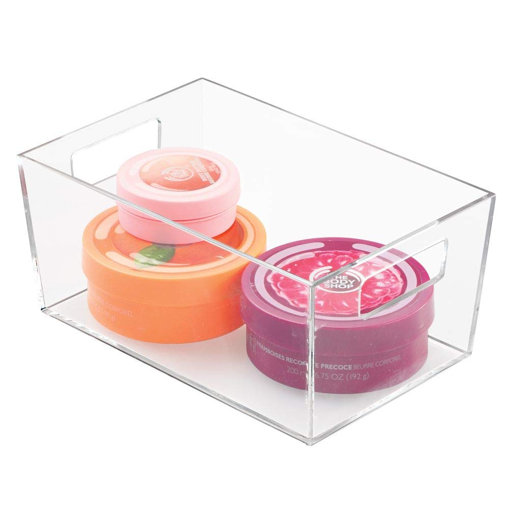 iDesign Clarity Wall Mount Nail Polish Organizer - 3-Tier Acrylic Storage Shelf for Bathroom, Vanity, Closet & Bedroom - Perfect for Nail Salon & Home Organization (Set of 1, Small Bin)