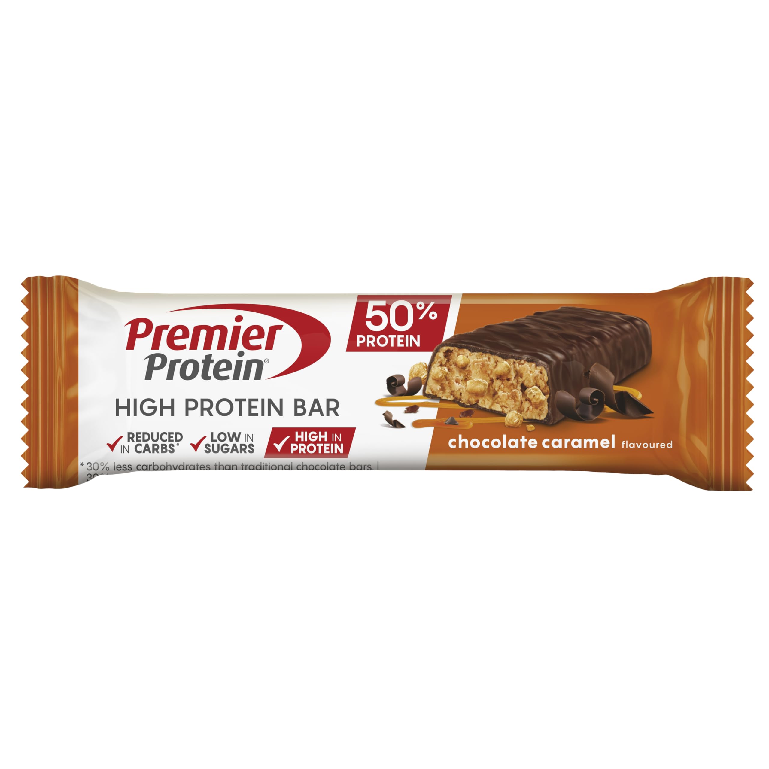 Premier Protein High Protein Bar Chocolate Caramel 16 Pack (40g Each) - Low Sugar, Palm Oil Free Protein Snack for Workout Recovery & Healthy On-the-Go Nutrition