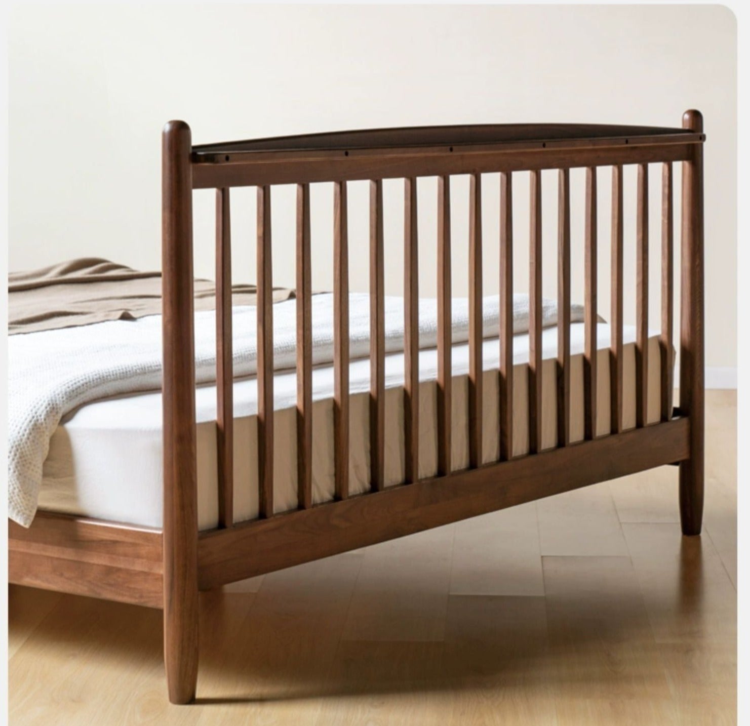 Modern Black Walnut Solid Wood Bed Frame - Queen Size Platform Bed with Headboard - Eco-Friendly Hardwood Bedroom Furniture for Master Bedroom & Guest Room