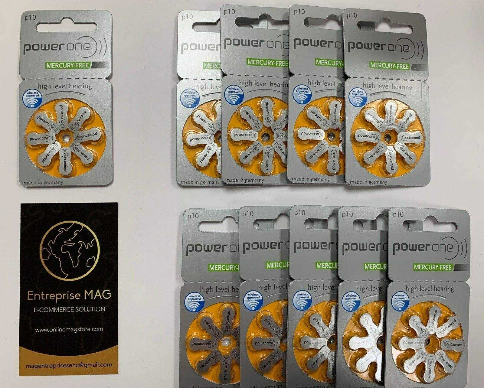 PowerOne Size 10 Zinc Air Hearing Aid Batteries - 80 Count Pack (Yellow) | Long-Lasting Power for Hearing Aids, Perfect for Daily Use & Travel