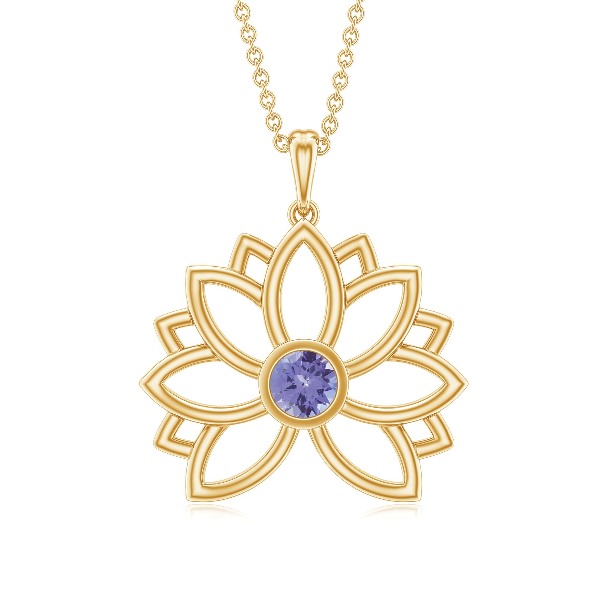 AAA Quality Tanzanite Lotus Flower Necklace for Women - Sterling Silver Pendant with 18 Inch Chain - Elegant Jewelry Gift for Birthday, Anniversary & Special Occasions
