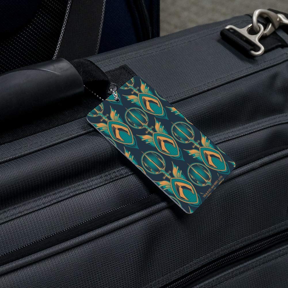 Aquaman Movie Logo Trident Pattern Luggage Tag - Waterproof Suitcase ID Card for Travel & Cosplay | Perfect for Carry-On Bags, Comic Con & DC Fans