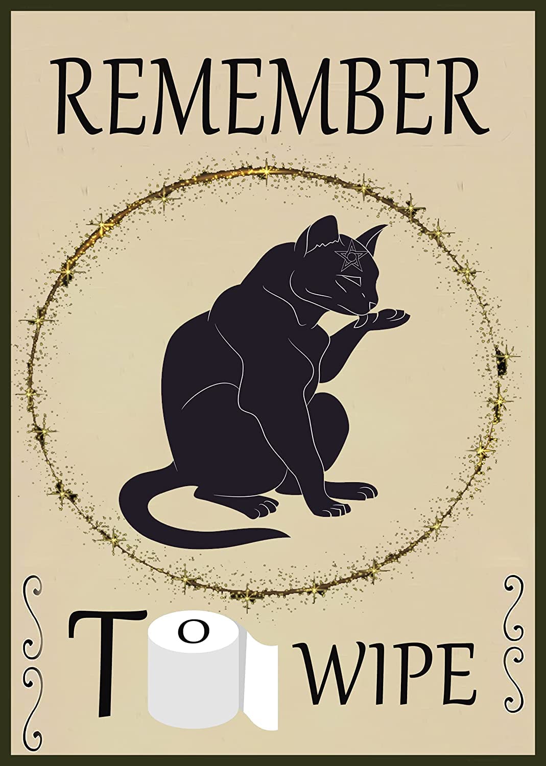 Funny Black Cat Bathroom Wall Art Decor - 12x8 Inch Metal Tin Sign 'Remember to Wipe' Poster - Unique Gift for Home, Kitchen & Toilet - Perfect for Bathroom Humor & Vintage Style Decor
