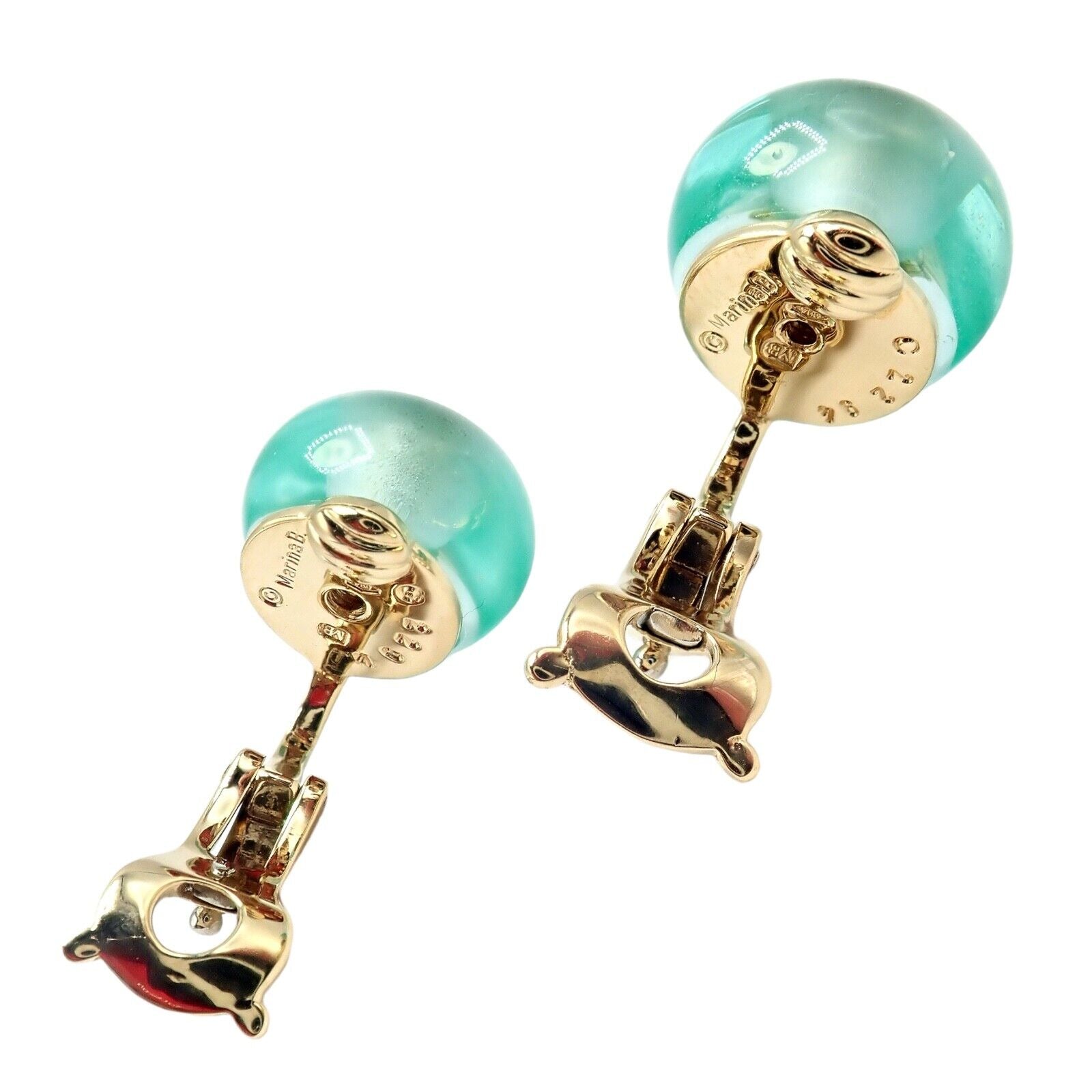 Authentic Vintage Marina B 18k Yellow Gold Pneu Crystal Earrings - Luxury Jewelry for Women, Perfect for Parties, Weddings & Special Occasions