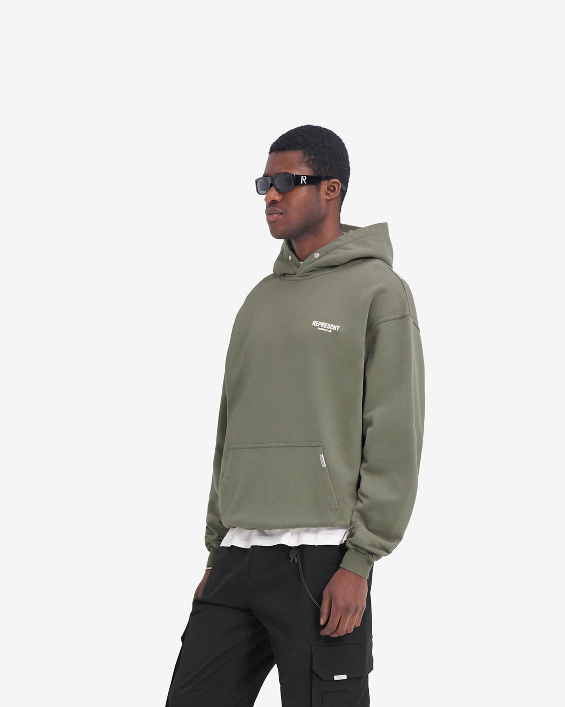 Represent Owners Club Hoodie - Olive Green Pullover for Men & Women | Streetwear Fashion, Casual Wear, Gym & Lounge Comfort