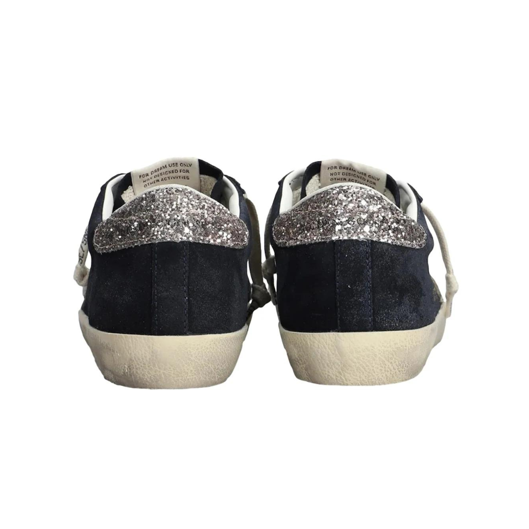 Navy Super Star Sneakers with Glitter - Stylish Women's Fashion Shoes for Casual Wear, Parties & Everyday Outfits