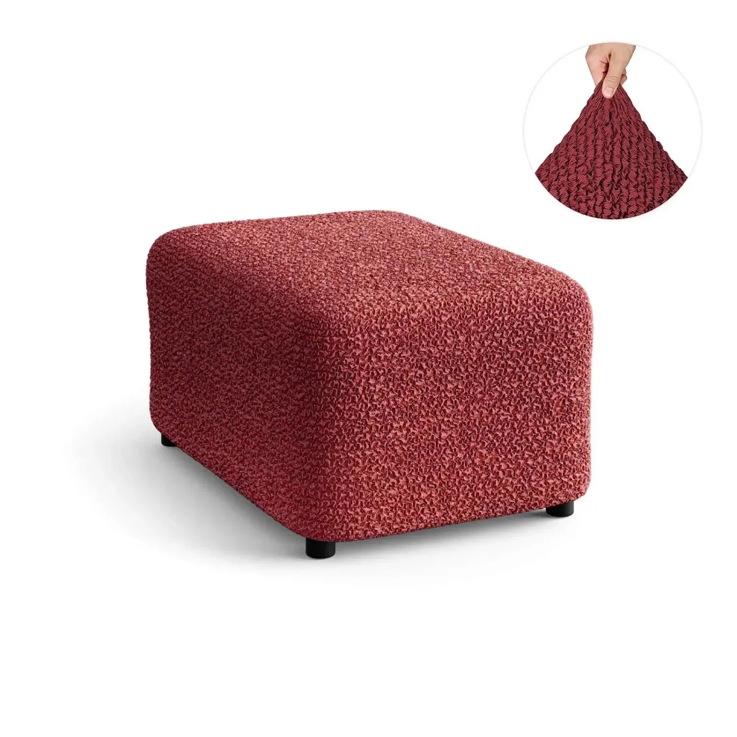 Ottoman Slipcover Medium - Mille Righe Collection - Stretchable Furniture Cover for Living Room, Bedroom & Office Decor