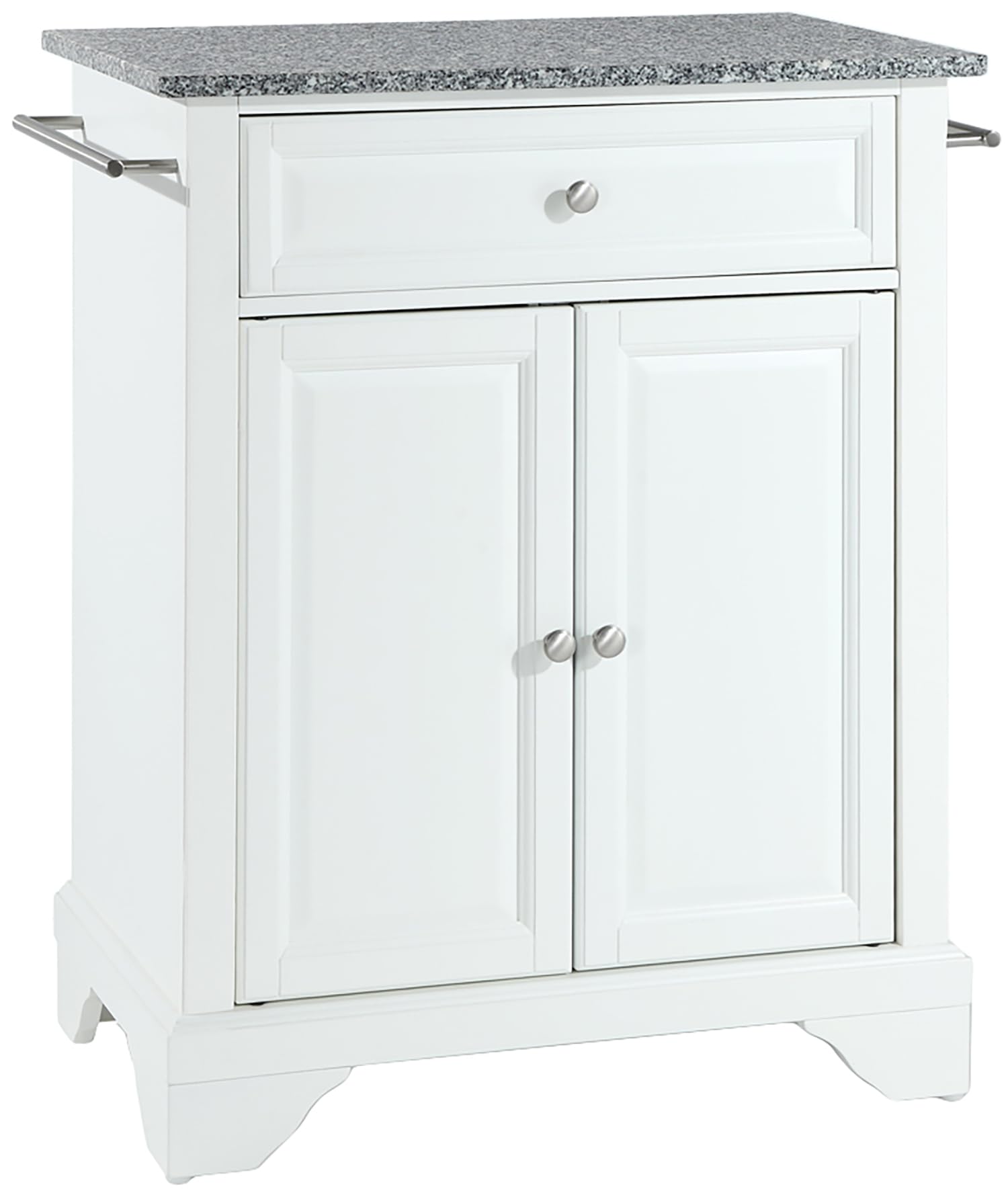 Crosley Lafayette Granite Top Portable Kitchen Island Cart with Wheels - White Rolling Microwave Stand for Small Spaces, Extra Storage & Countertop Prep | Perfect for Apartments, Dorms & Compact Kitchens
