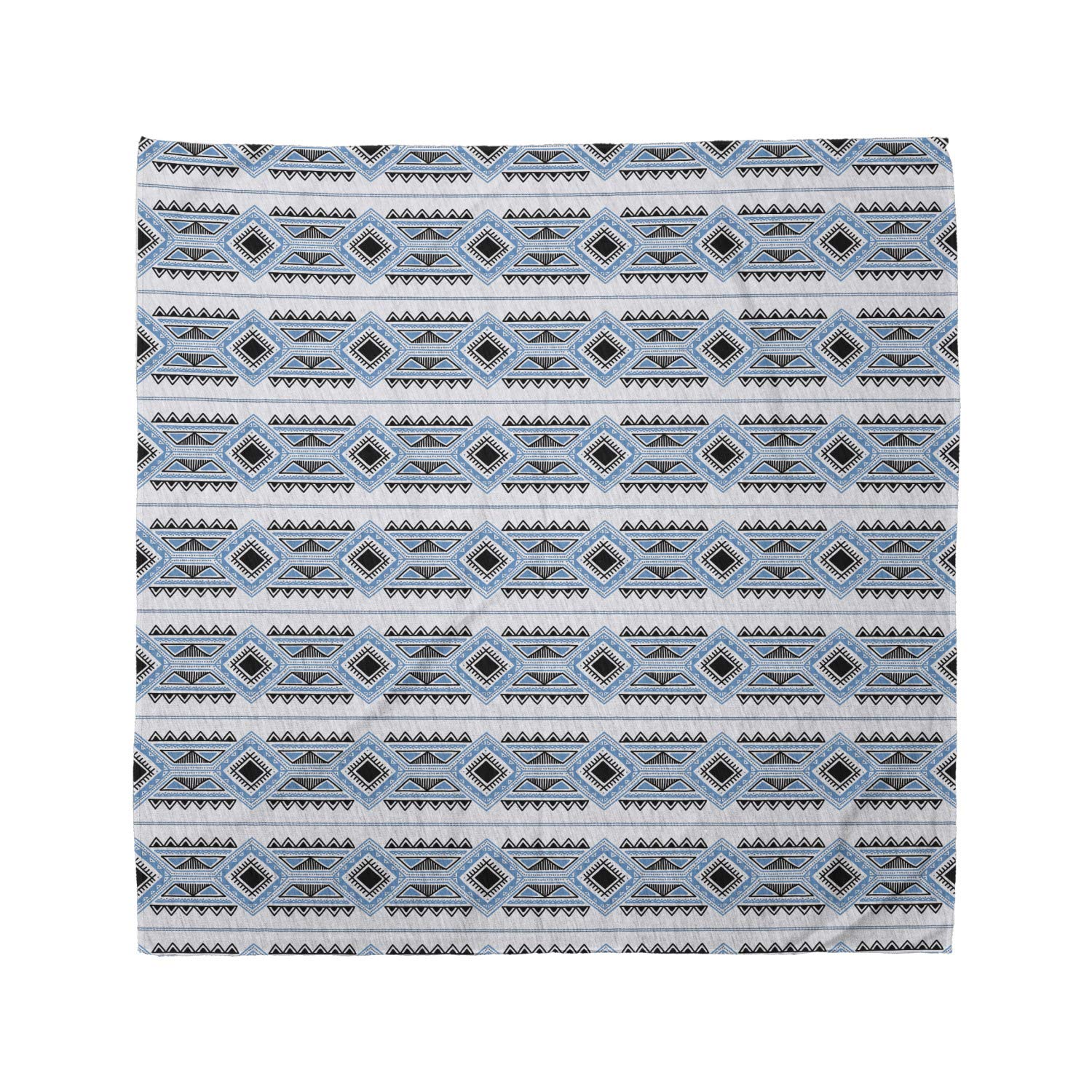 Ambesonne Tribal Bandana Scarf - Geometric Pattern in Sea Blue & Charcoal Grey - Stylish Head Wrap for Women, Men - Perfect for Music Festivals, Outdoor Adventures & Fashion Accessories