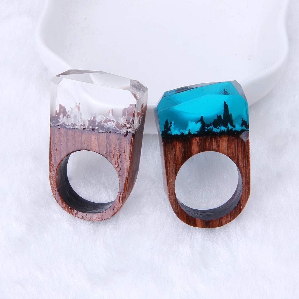 Handmade Wood Resin Ring with Secret Forest Scenery Inside - Unique Nature Inspired Jewelry for Women - Perfect for Gifts, Weddings & Boho Fashion