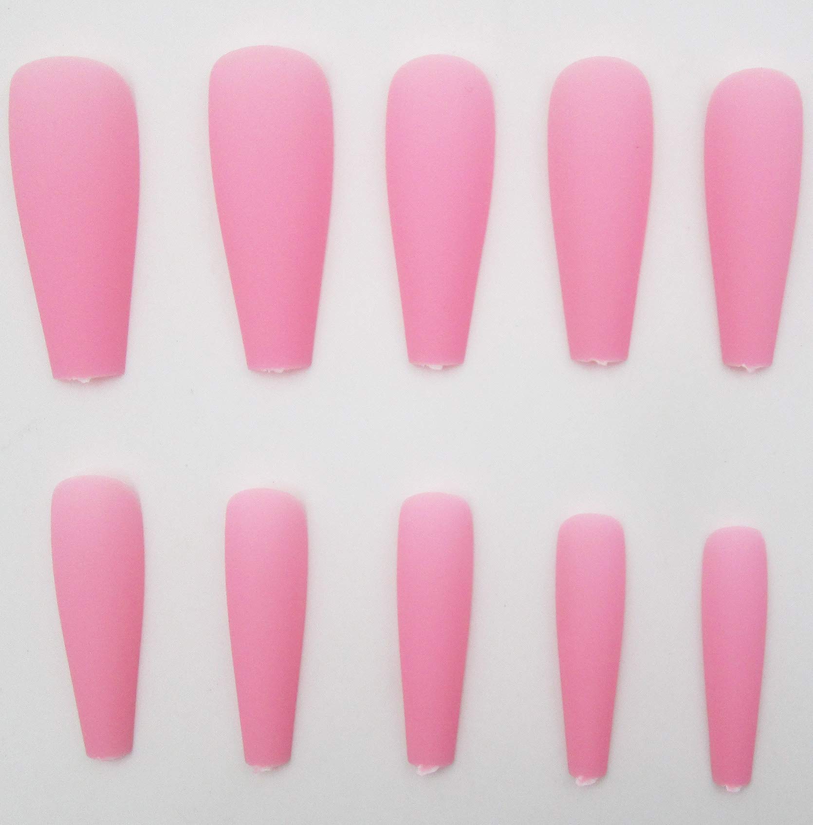 100-Piece Coffin Press-On Nails - Medium Ballerina Acrylic Fake Nails with Matte Finish, Full Cover Pink Artificial Nails for Women & Girls | Perfect for Parties, Weddings, and Everyday Glam