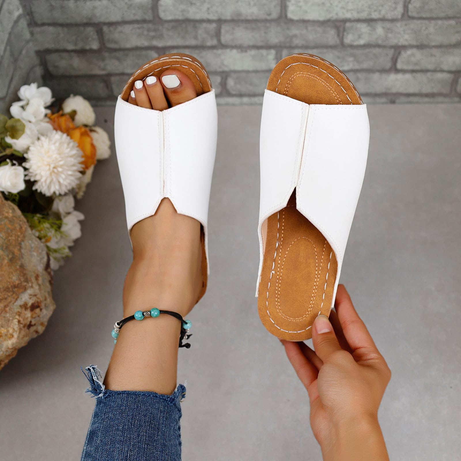 Orthotic Sandals for Women - Comfortable Walking Slippers with Arch Support | Fashionable Platform Sandals | Dressy Summer Footwear 2024 | Perfect for Beach, Travel & Casual Outfits
