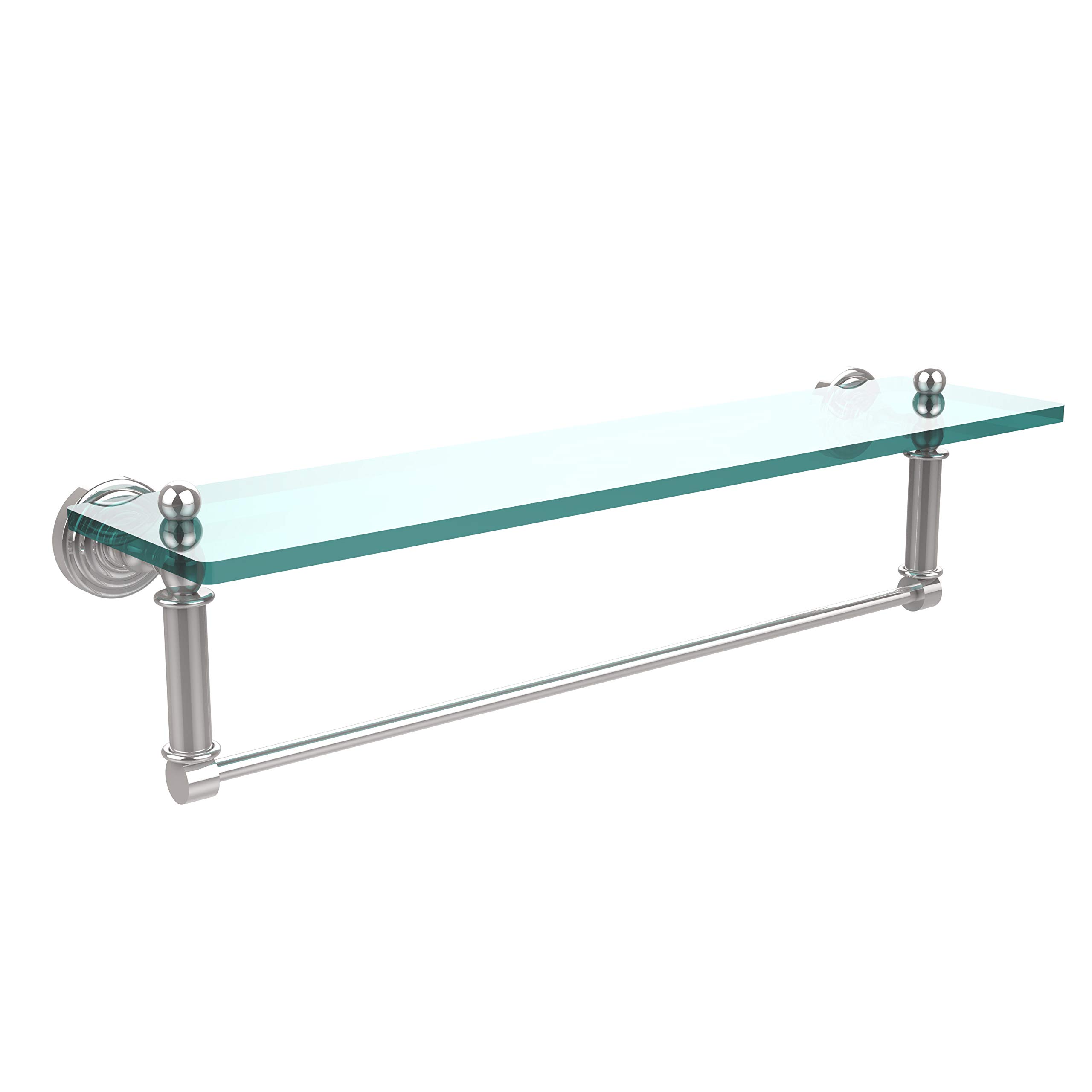 Allied Brass WP-1TB/22-PC 22-Inch x 5-Inch Glass Shelf with Towel Bar - Bathroom Storage Organizer for Towels, Toiletries & Decor - Perfect for Small Spaces, Vanities & Spa-Style Bathrooms