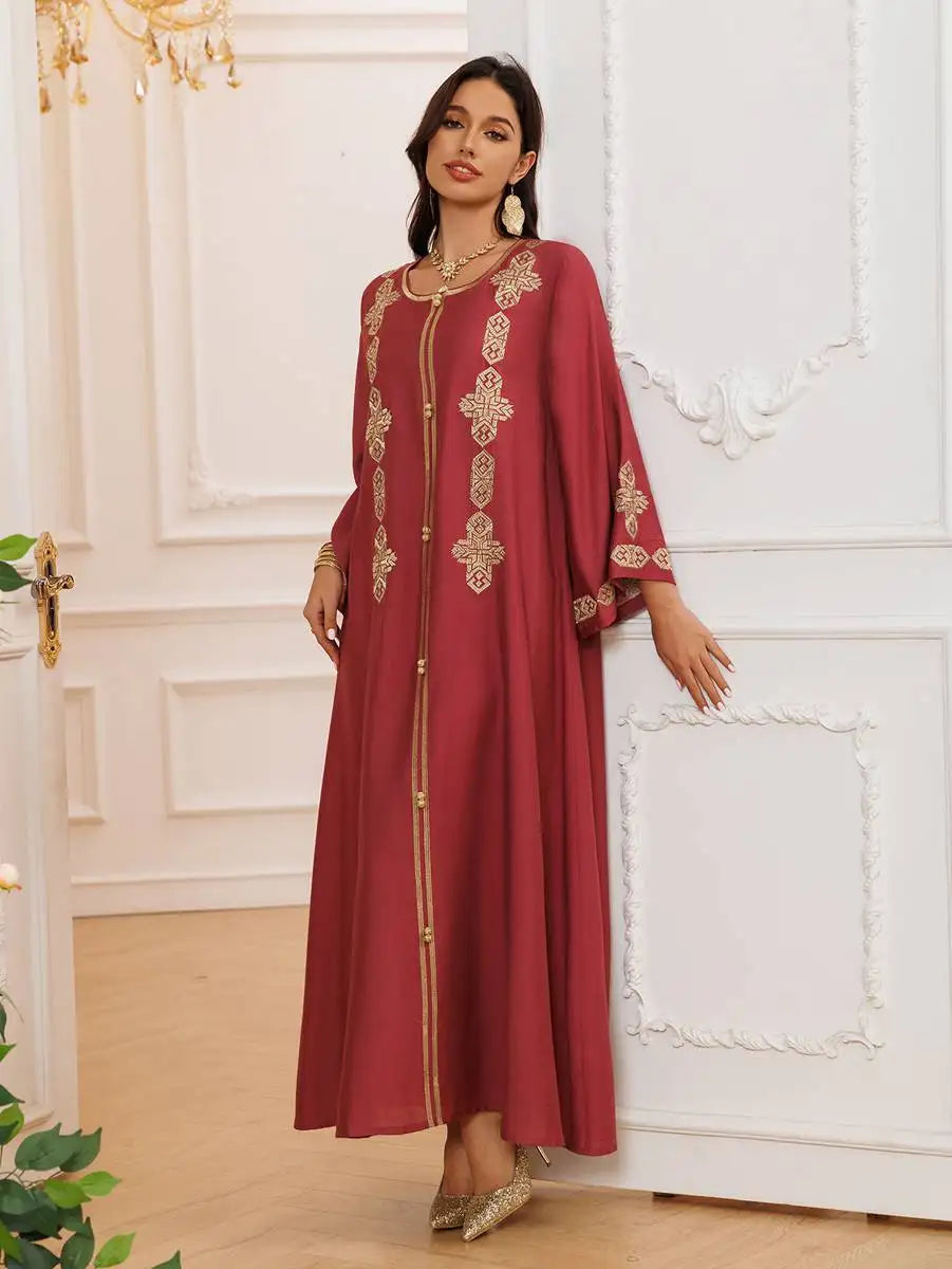 Elegant Eid Caftan Dress for Women - Traditional Middle Eastern Kaftan with Embroidery - Perfect for Eid Celebrations, Weddings & Special Occasions