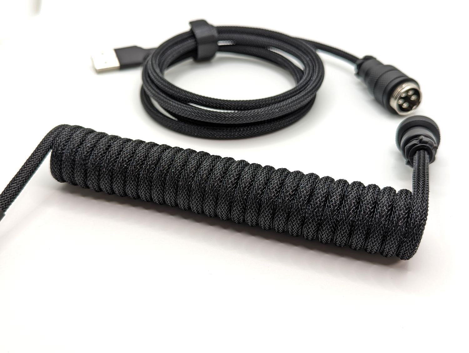 Premium Coiled Keyboard Cable - Black USB-C to USB-A Braided Cord for Mechanical Keyboards | Gaming, Office & Home Workspace Setup