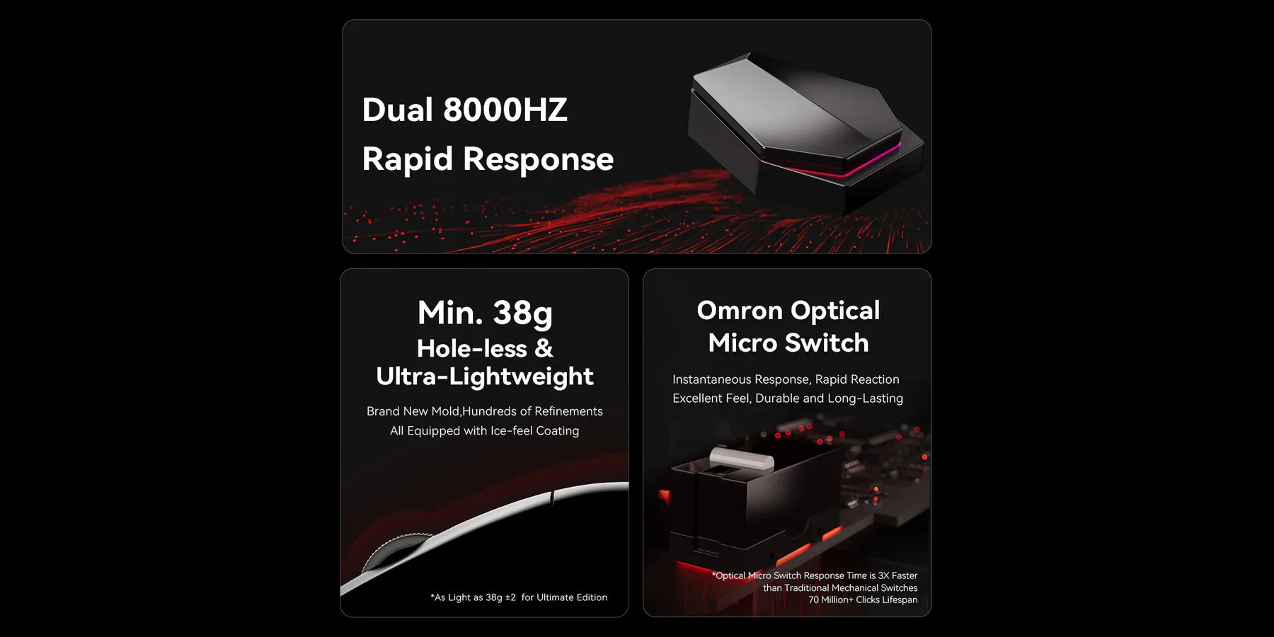 ATK Blazing Sky F1 Pro Wireless Gaming Mouse - 8K Polling Rate, Ergonomic Design, RGB Lighting - Black (Includes 8K Dongle) - Perfect for FPS, MOBA & Esports Gaming