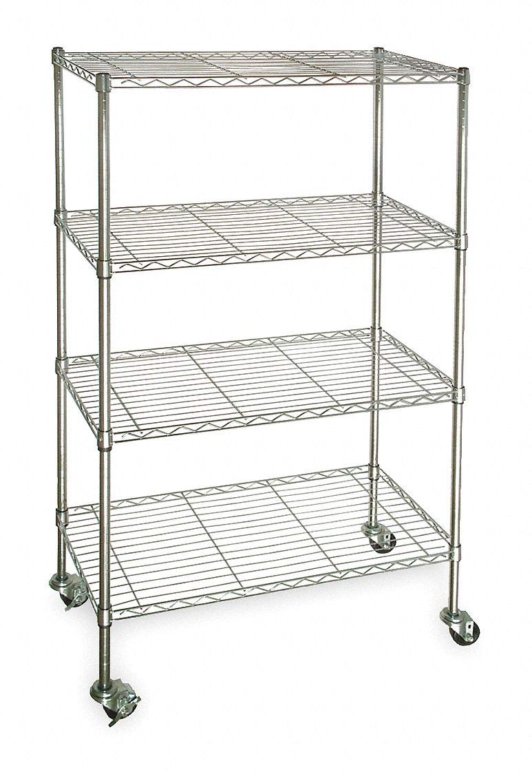 4-Tier Chrome Wire Cart with Shelves - 60