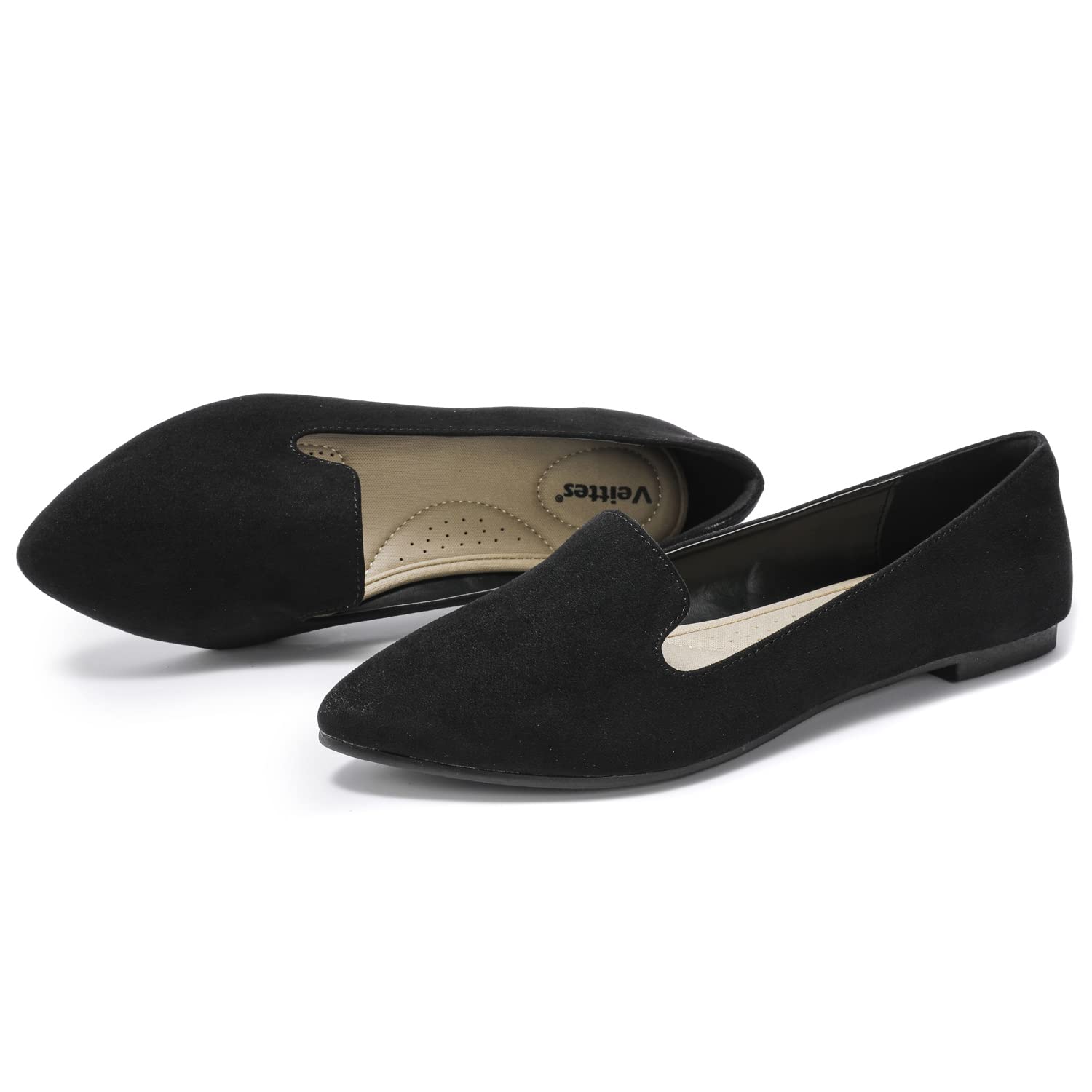 Veittes Women's Wide Width Flat Shoes - Classic Soft Pointed Ballet Flats for Comfort & Style | Perfect for Work, Travel & Everyday Wear