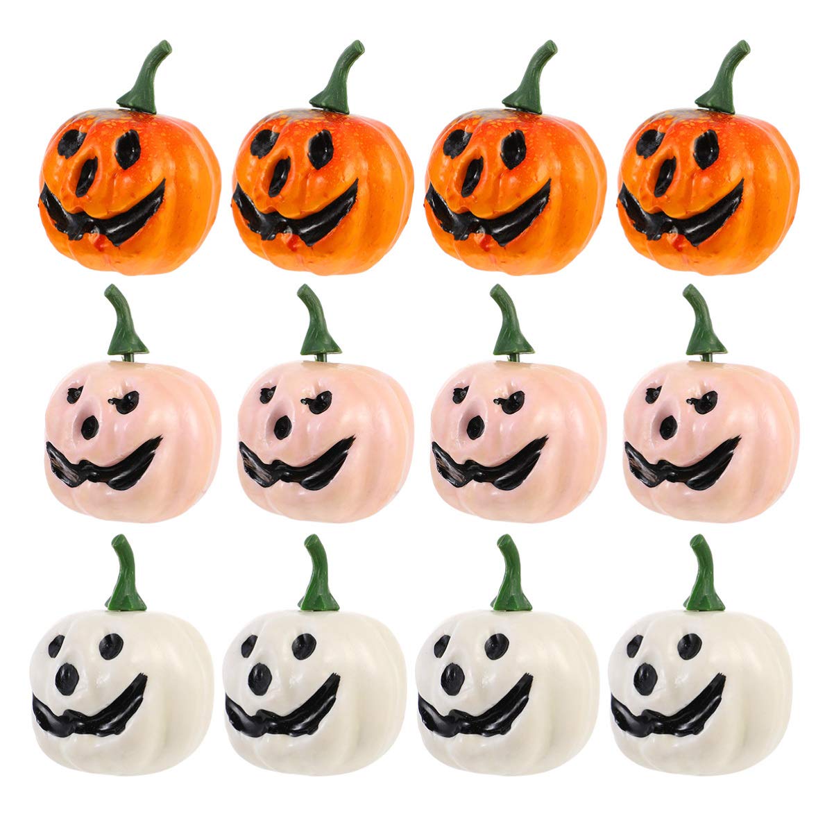 12Pcs Halloween Fake Pumpkin Decorations - Spooky Ghost Face Pumpkin Toys for Kids, Trick or Treat Party Favors - Perfect for Halloween Decor, Classroom Activities & Themed Parties