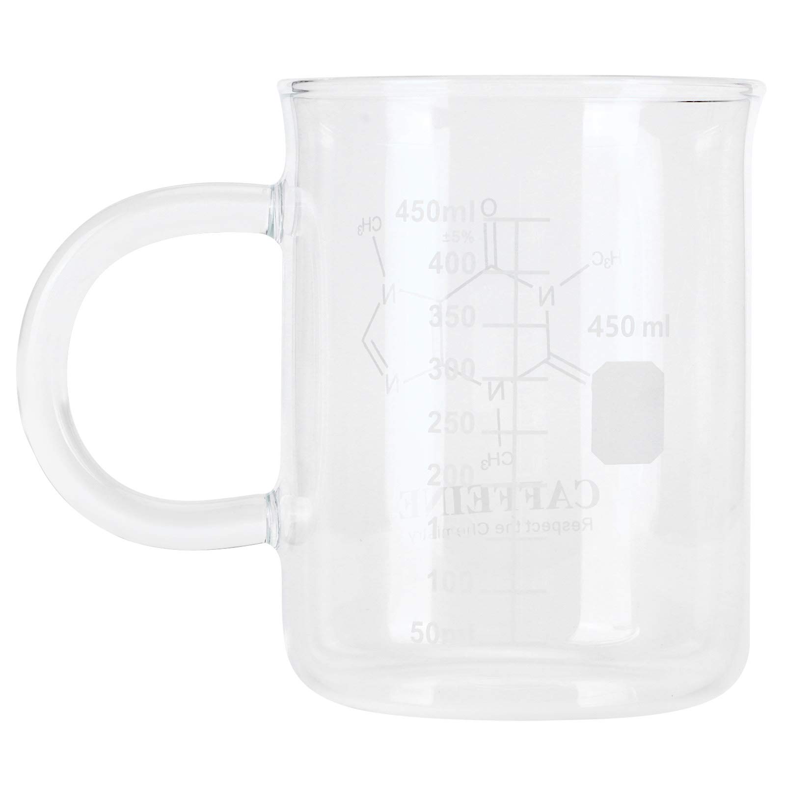Evonecy Borosilicate Glass Chemistry Mug Beaker - Heat Resistant Lab Style Coffee Cup for Kitchen, Science Experiments & DIY Projects - Perfect for Hot Drinks, Measuring Liquids & Creative Decor