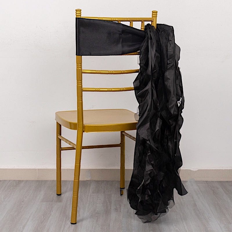 5 Pack Curly Willow Chiffon Satin Chair Sashes - Elegant Wedding Decor, Bridal Shower & Party Chair Ribbons for Banquet, Reception, and Special Events