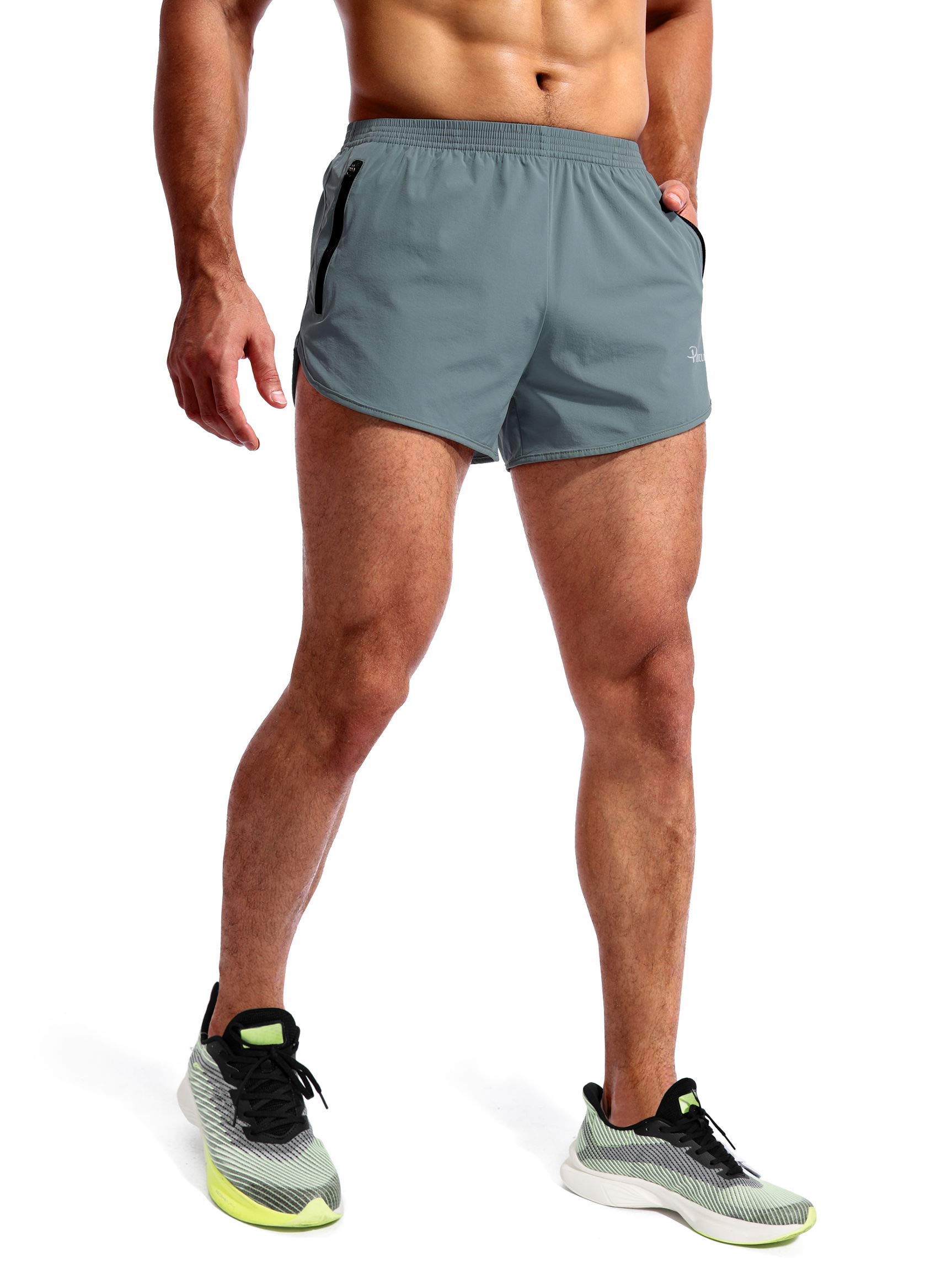 **Pudolla Men's 3 Inch Running Shorts - Quick Dry Gym Workout Shorts with Zipper Pockets | Lightweight Athletic Shorts for Jogging, Training & Outdoor Activities**
