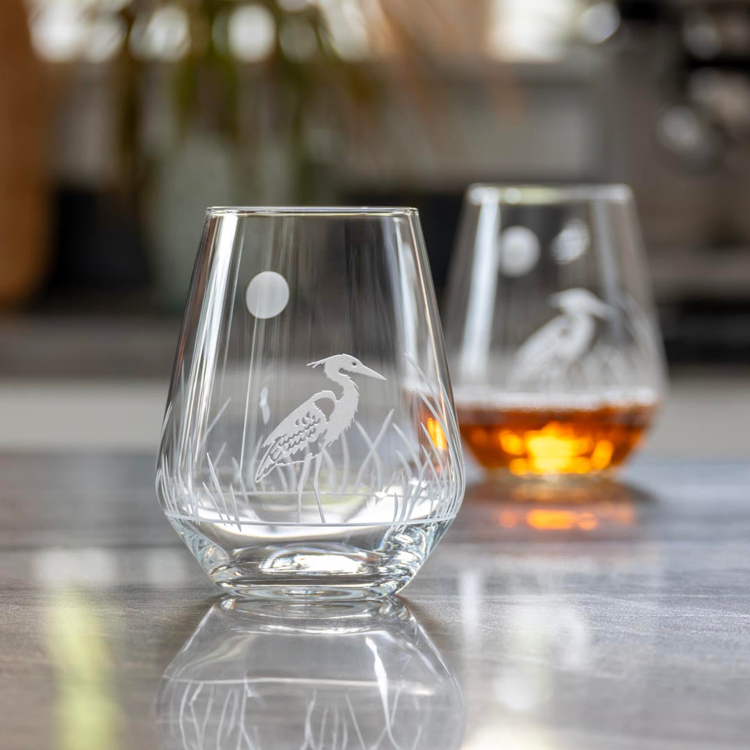 Heron 18oz Stemless Wine Tumbler Glass Set of 2 - Perfect for Red Wine, White Wine, Cocktails & Outdoor Entertaining