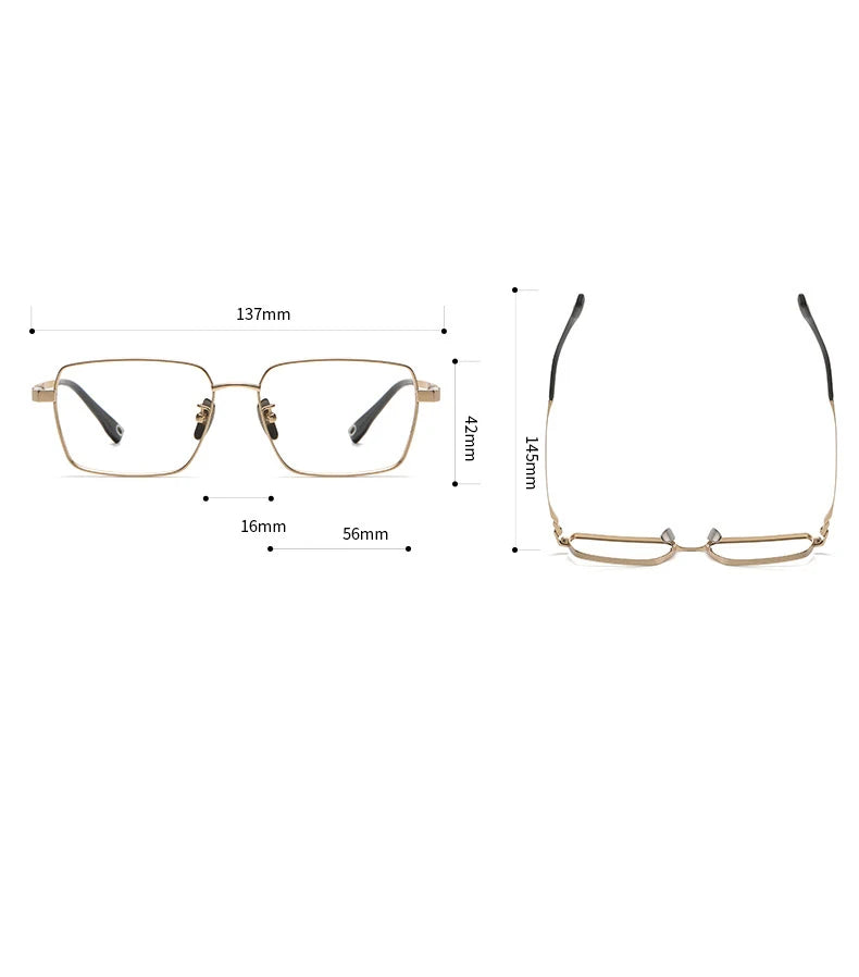 CCspace Men's Full Rim Square Titanium Eyeglasses Frame 57207 - Lightweight Durable Glasses for Work, Reading & Fashion