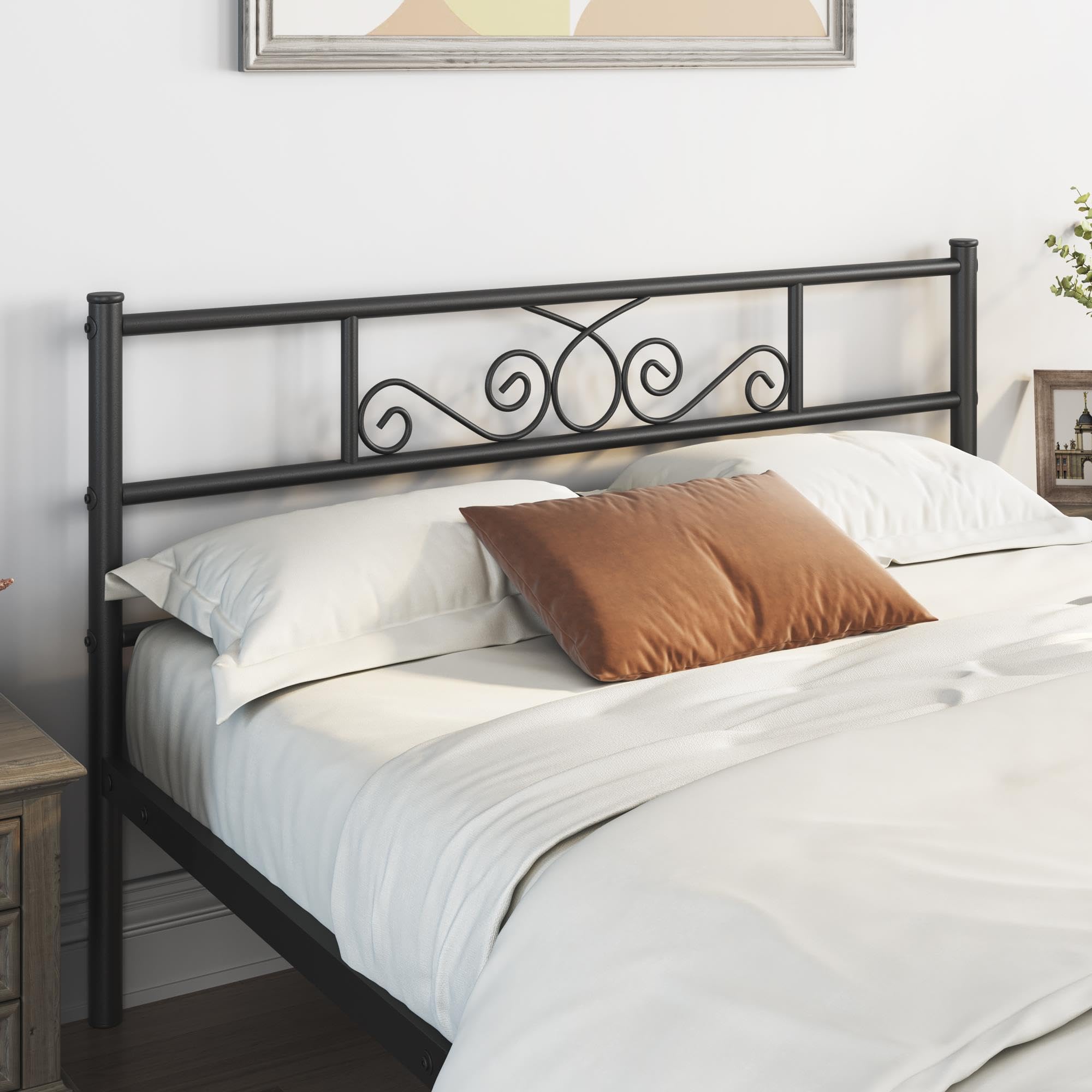 Yaheetech Full Size Metal Bed Frame with Headboard & Footboard - Sturdy Platform Bed No Box Spring Needed, Easy Assembly, Black - Perfect for Bedrooms, Guest Rooms & Dorm Rooms