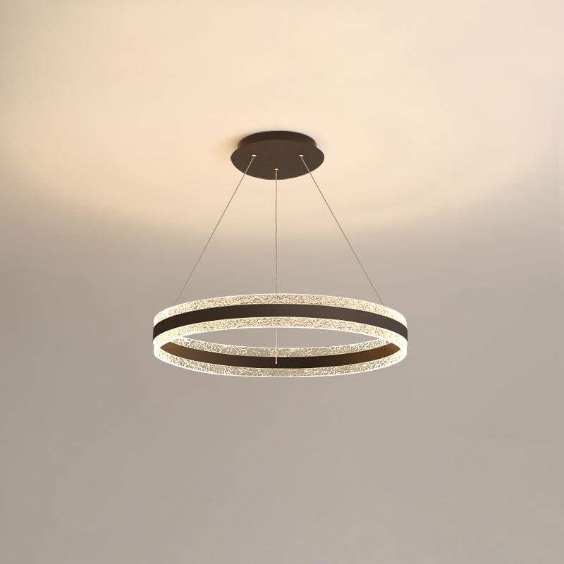 Modern Circle LED Chandelier - 24 Inch Dimmable Gold Pendant Light Fixture for Dining Room, Living Room & Bedroom | Energy Efficient Contemporary Lighting for Home Decor