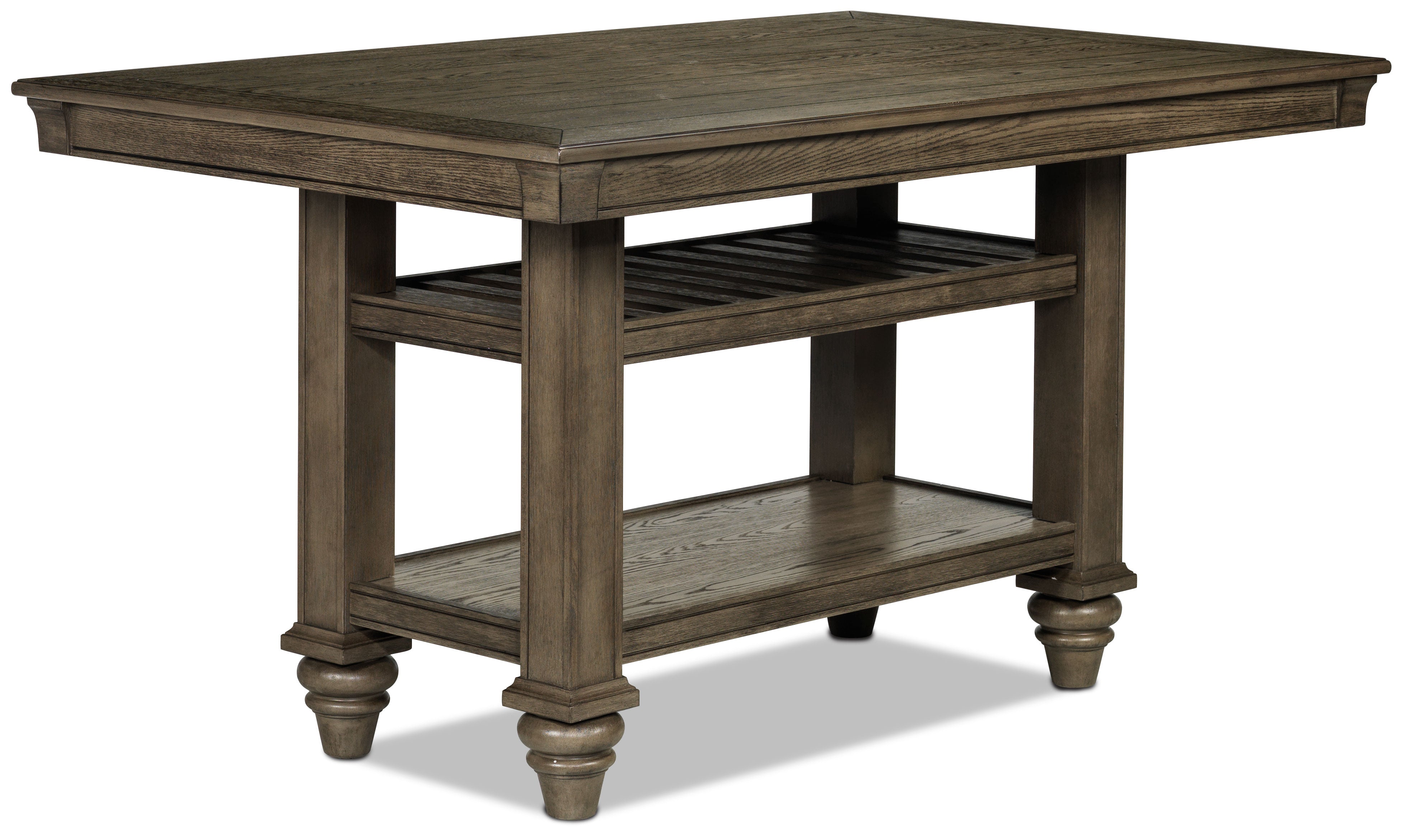 Bilboa 7-Piece Counter Height Dining Table Set with 2 Backless Bar Stools - Roasted Oak Finish - Perfect for Kitchen Islands, Breakfast Nooks & Small Space Dining