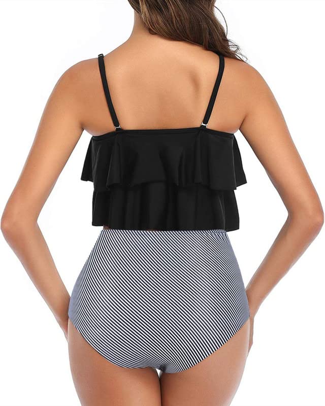 Women's Floral Ruffled Tankini Swimsuits - Tummy Control High Waisted Bikini Set, Modest Two Piece Bathing Suit for Beach, Pool & Vacation