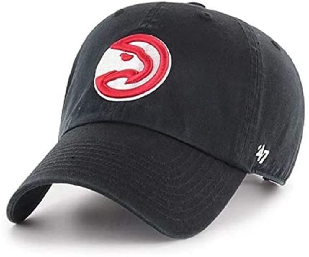 47 NBA Alternate Clean Up Adjustable Hat - One Size Fits All - Atlanta Hawks Black - Perfect for Basketball Games, Sports Events & Casual Wear
