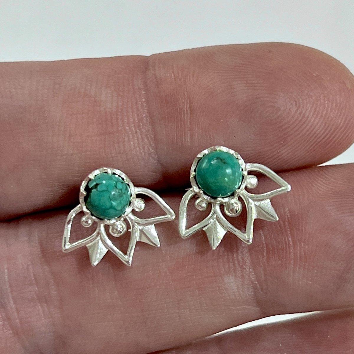 Laihas Inflorescence Turquoise Stud Earrings for Women - Handmade Bohemian Jewelry - Perfect for Parties, Weddings & Everyday Wear