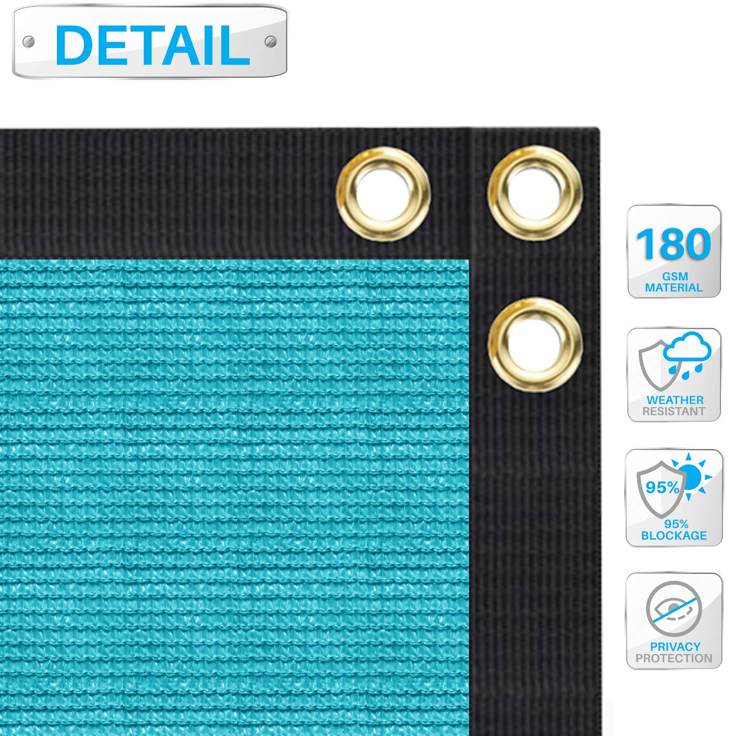 7'x20' Turquoise Privacy Screen Fence - UV Block Mesh Shade Cover for Garden & Backyard