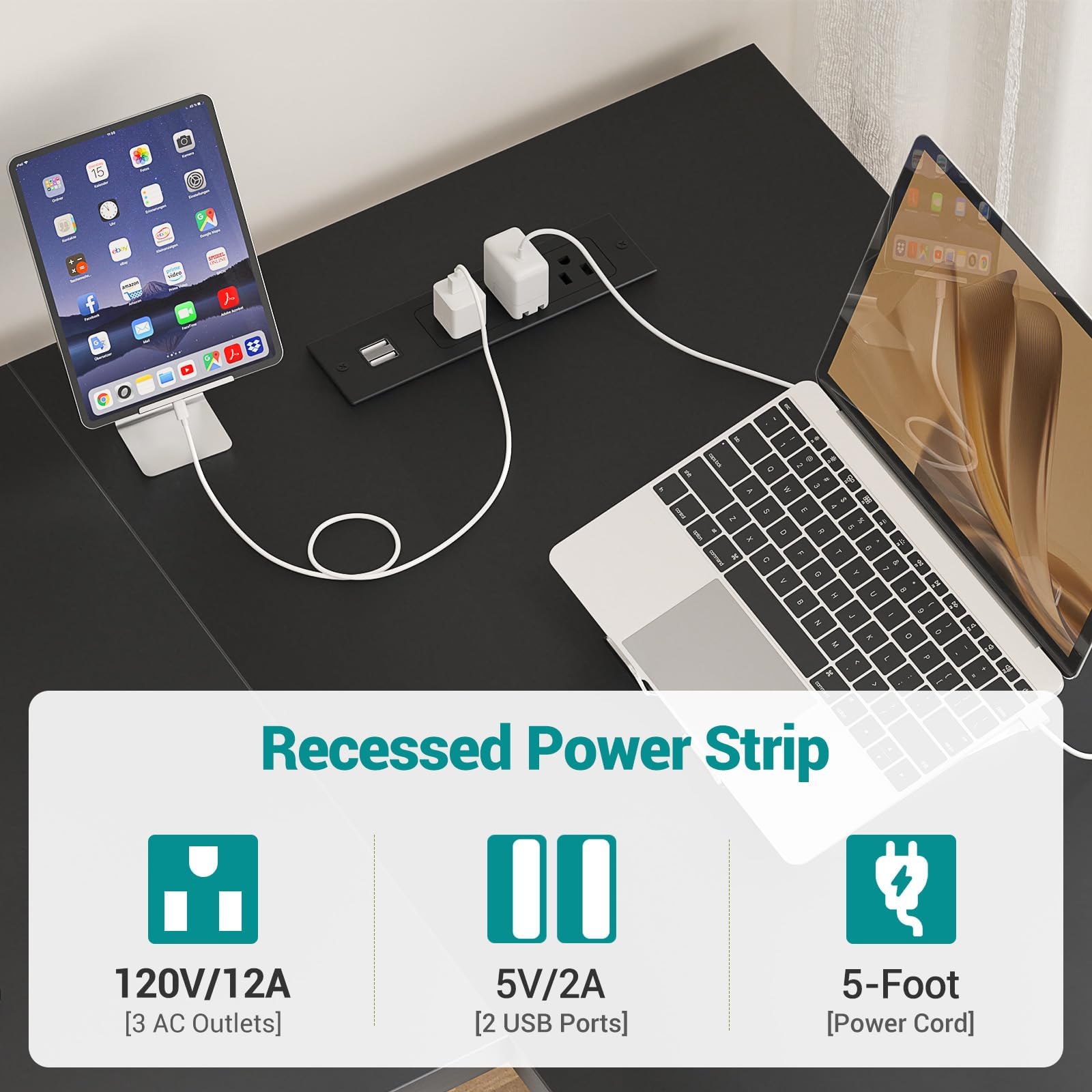 Reversible L-Shaped Computer Desk with Power Outlets & USB Ports - Sturdy Corner Desk with Storage Shelf - Modern Home Office & Gaming Desk - Easy Assembly - Black - Perfect for Small Spaces, Workstations & Gaming Setups