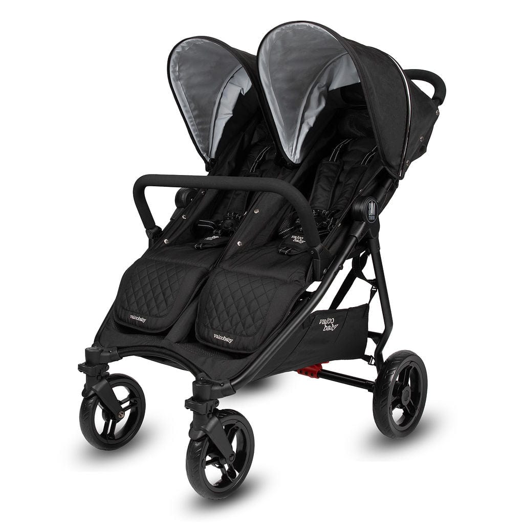 Valco Baby Slim Twin Double Stroller 2024 - Lightweight Compact Side by Side Stroller for Twins, Licorice Black | Perfect for City Walks, Shopping & Travel with Two Kids
