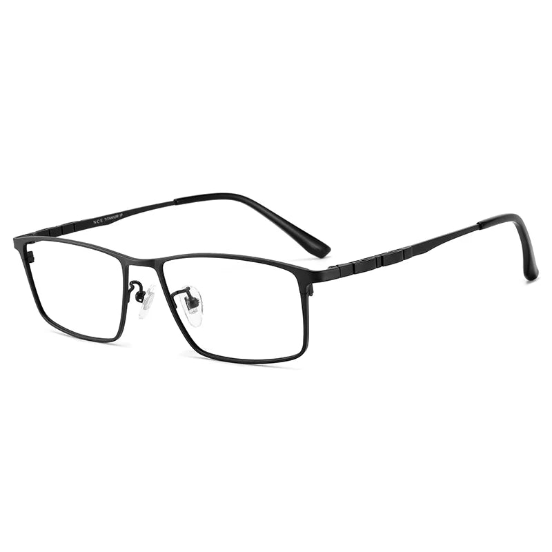 Bclear Men's Full Rim Square Titanium Eyeglasses Frame - Lightweight Durable Titanium Alloy Glasses for Men with Spring Hinges - Perfect for Office, Reading & Everyday Wear
