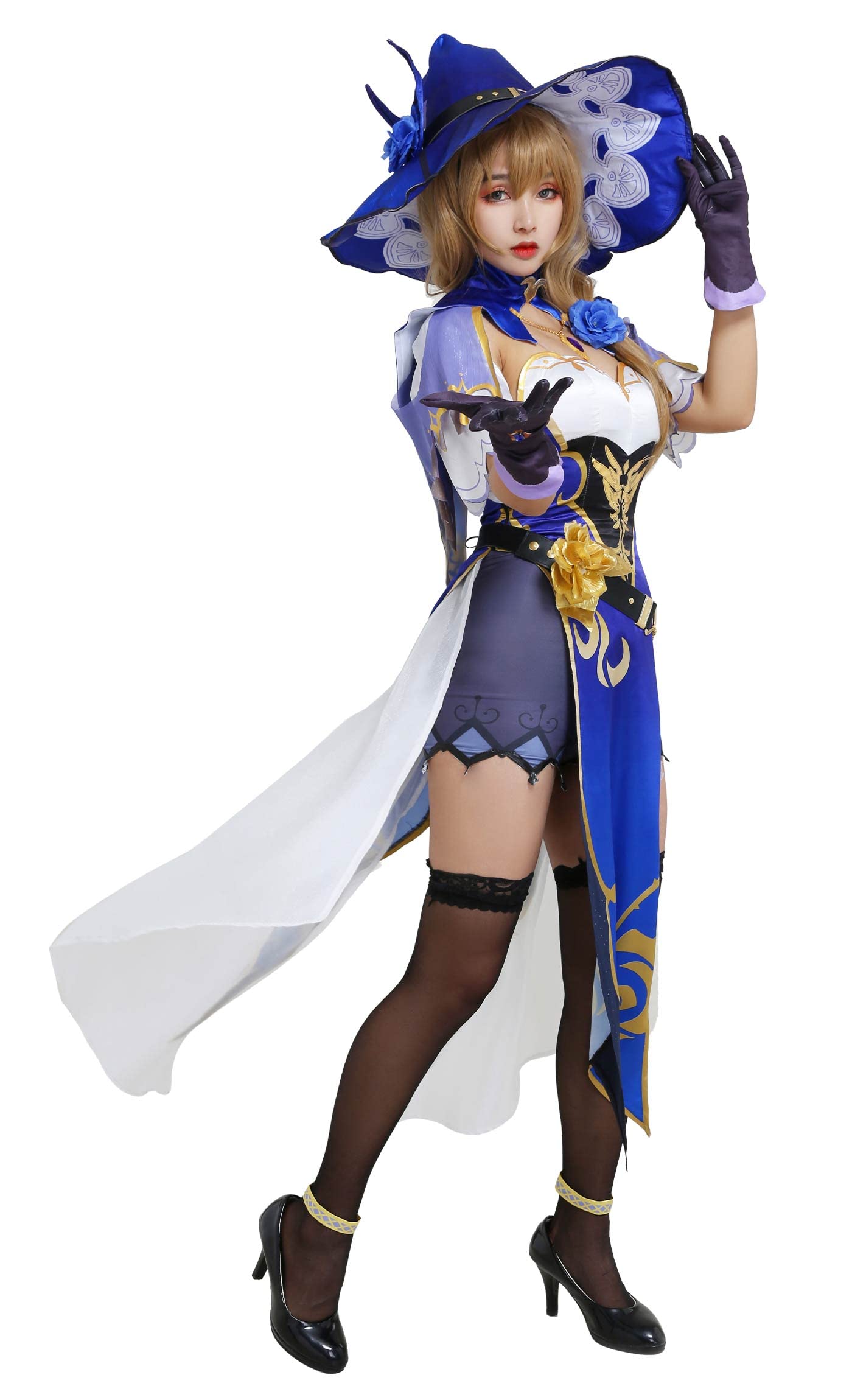 Women's Anime Witch Cosplay Costume Full Set with Hat & Stockings - Perfect for Halloween, Comic Con & Game Character Dress Up