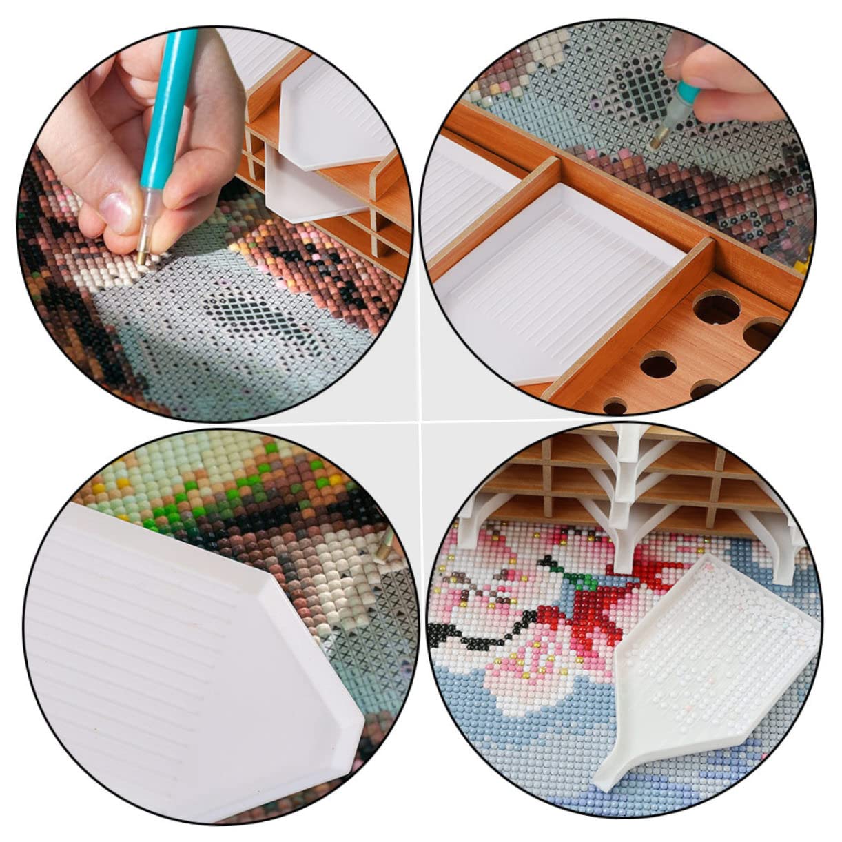 Ciieeo 16-Grid Diamond Painting Organizer Storage Tray - Full/Partial Drill, Square/Round Beads - Easy to Use for DIY Craft Projects & Home Decor