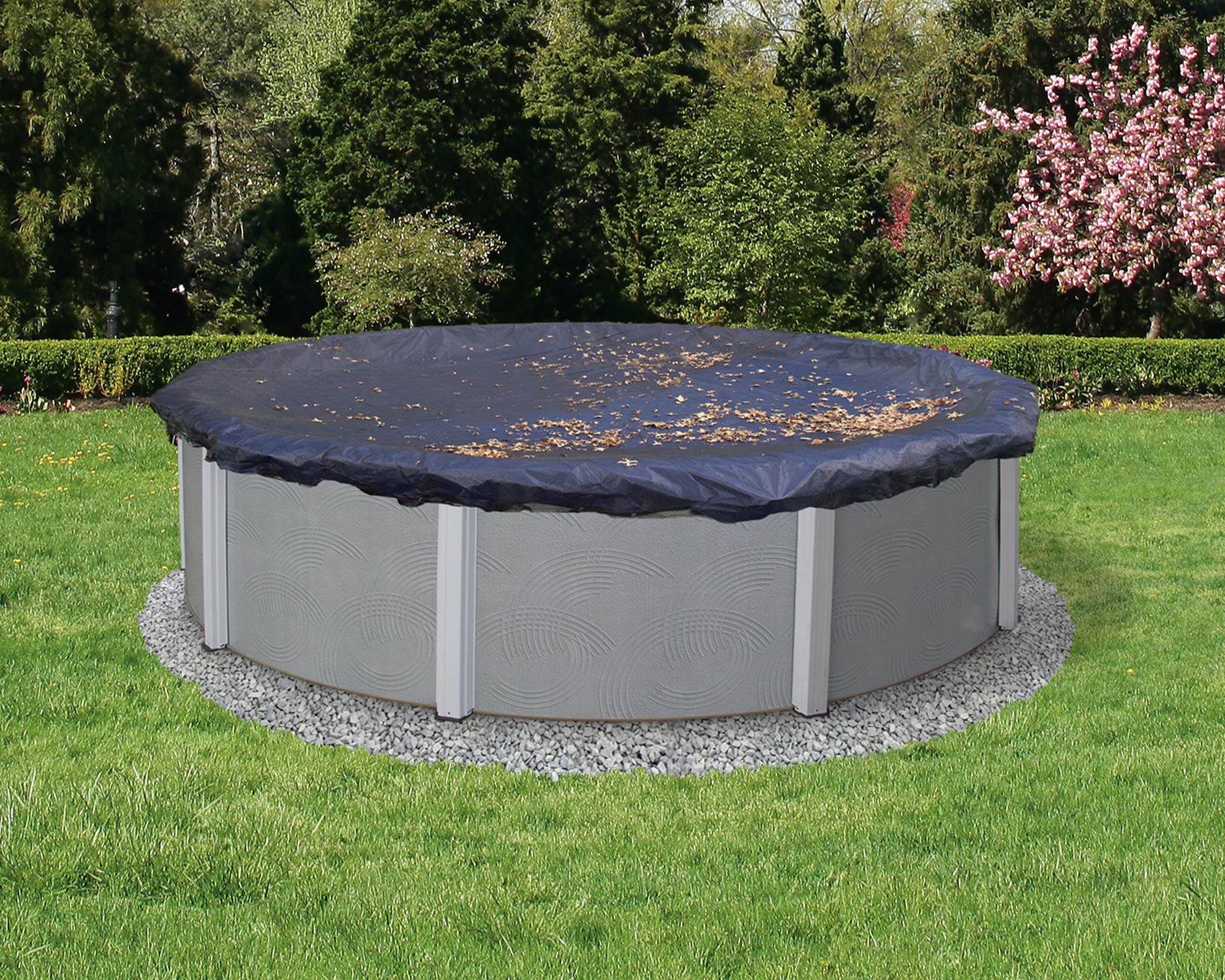 Blue Wave 30-Foot Round Leaf Net Above Ground Pool Cover - Heavy Duty Mesh Safety Cover for Inground & Outdoor Pools - Perfect for Fall Season Leaf Protection & Winter Pool Storage