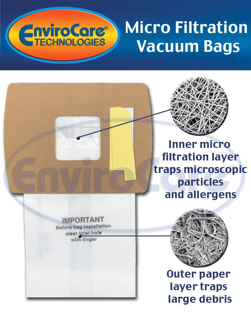 EnviroCare Replacement Vacuum Bags 12 Pack - Compatible with Oreck Super-Deluxe Compact & Buster B Canister Vacuums | HEPA Filter | Dust & Allergen Control | Perfect for Home, Office & Pet Hair Cleaning